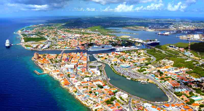 Panoramatické Fotografie Willemstad na ostrově Curaçao