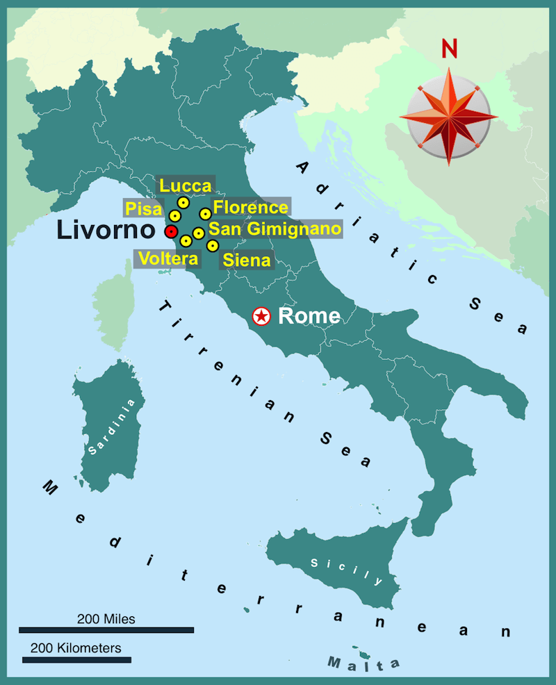 distance from livorno cruise port to pisa